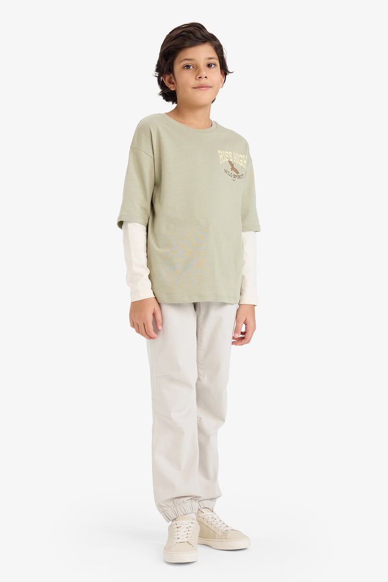 ديفاكتو تيشيرت اولادي كم طويل اوفر سايز برقبة مستديرة - Image 2